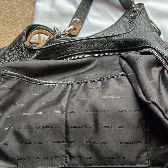 Hold for Oceanwhisperz Michael Kors Black Shoulder Bag with Silver Accents - Picture 13 of 13